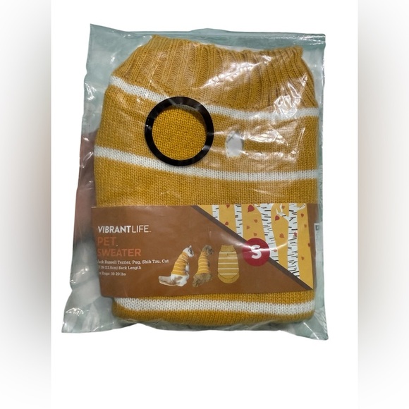 Vibrant Yellow and White Pet Sweater Size Small - Picture 1 of 2